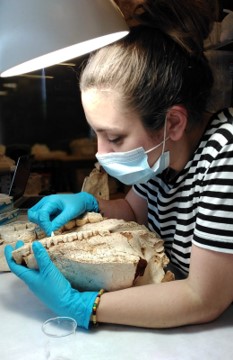 Alicia Sanz Royo in Els Canyars archaeological site. 